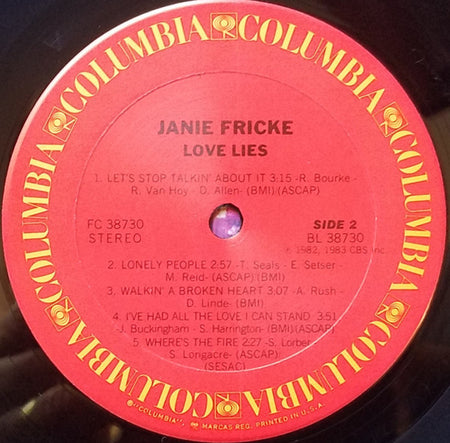 Janie Fricke : Love Lies (LP, Album, Car)