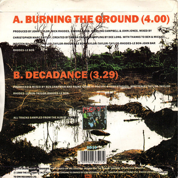 Duran Duran : Burning The Ground (7", Single)