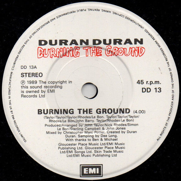 Duran Duran : Burning The Ground (7", Single)