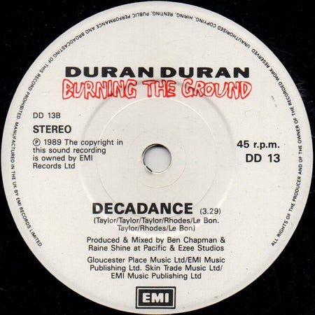 Duran Duran : Burning The Ground (7", Single)