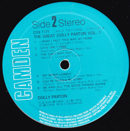 Dolly Parton : The Great Dolly Parton Vol. 1 (D-I-V-O-R-C-E) (LP, Comp)