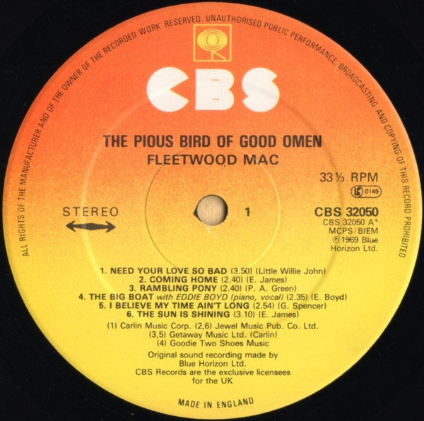 Fleetwood Mac : The Pious Bird Of Good Omen (LP, Comp, RE)