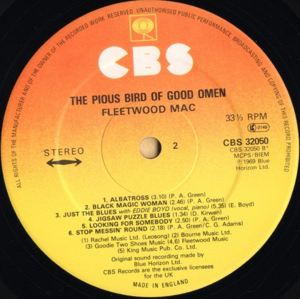 Fleetwood Mac : The Pious Bird Of Good Omen (LP, Comp, RE)