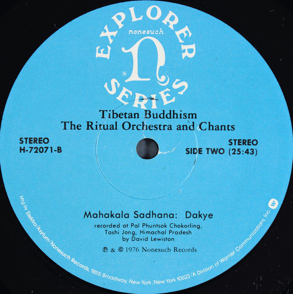 David Lewiston : Tibetan Buddhism: The Ritual Orchestra And Chants (LP)