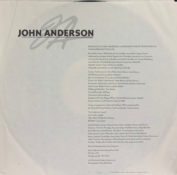 John Anderson (3) : Tokyo, Oklahoma (LP, Album, All)