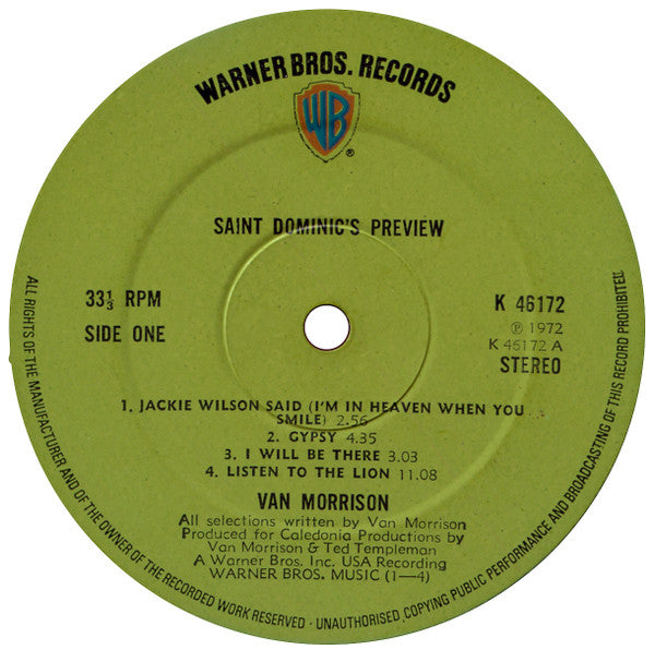 Van Morrison : Saint Dominic's Preview (LP, Album, Gre)