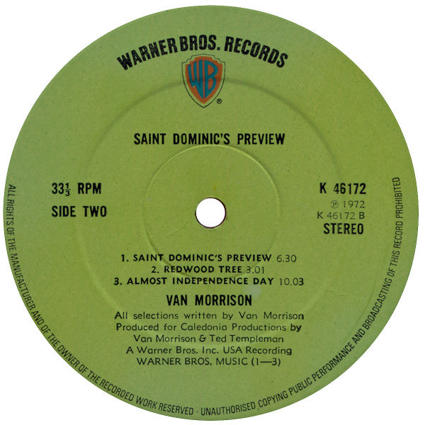 Van Morrison : Saint Dominic's Preview (LP, Album, Gre)