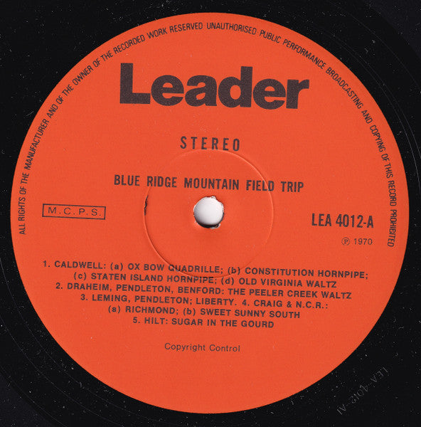 Various : Blue Ridge Mountain Field Trip (LP, Album, RE, Ora)