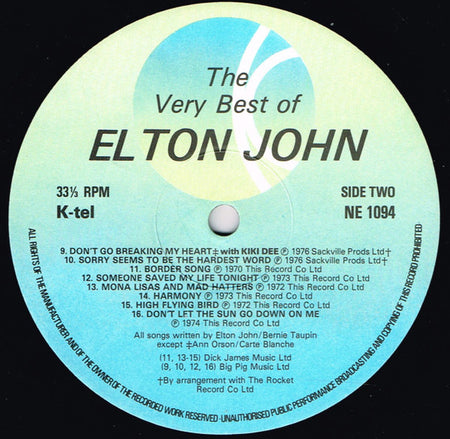 Elton John : The Very Best Of Elton John (LP, Comp, PRS)