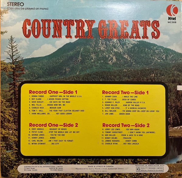 Various : Country Greats (2xLP, Comp)