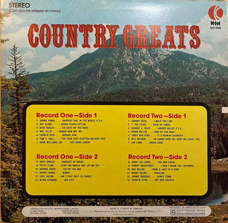 Various : Country Greats (2xLP, Comp)
