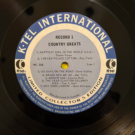 Various : Country Greats (2xLP, Comp)