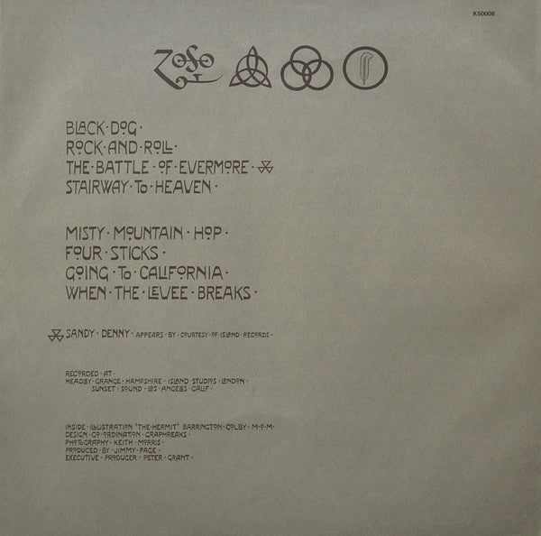 Led Zeppelin : Untitled (LP, Album, M/Print, RP, Gat)