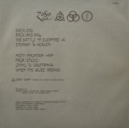 Led Zeppelin : Untitled (LP, Album, M/Print, RP, Gat)