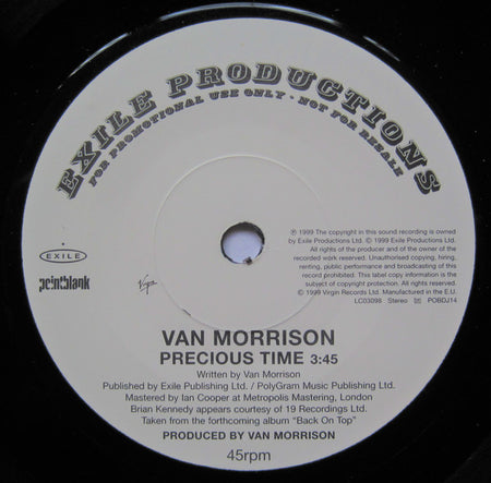 Van Morrison : Precious Time (7", S/Sided, Single, Promo)