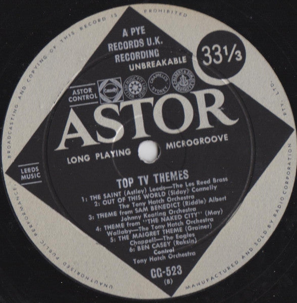 Various : Top T.V. Themes (LP, Album, Comp, Mono)