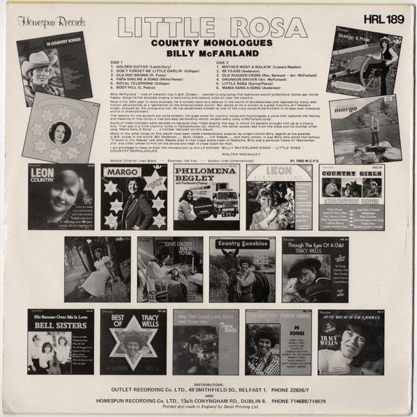 Billy McFarland : Little Rosa - Country Monologues (LP)