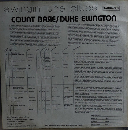 Count Basie, Duke Ellington : Swingin' The Blues (LP)