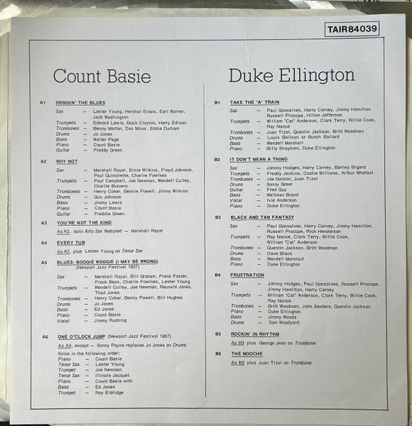 Count Basie, Duke Ellington : Swingin' The Blues (LP)