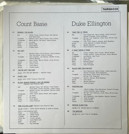 Count Basie, Duke Ellington : Swingin' The Blues (LP)