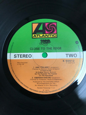Yes : Close To The Edge (LP, Album, RE, Gat)