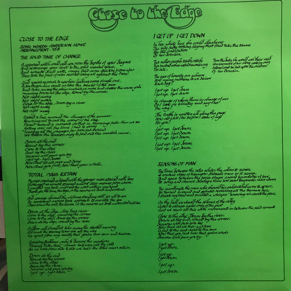 Yes : Close To The Edge (LP, Album, RE, Gat)