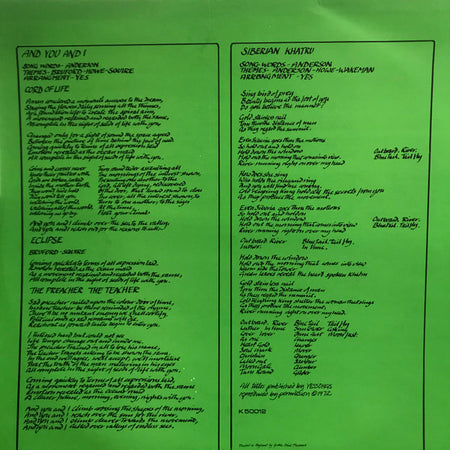 Yes : Close To The Edge (LP, Album, RE, Gat)