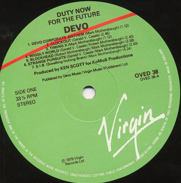 Devo : Duty Now For The Future (LP, Album, RE, Gre)