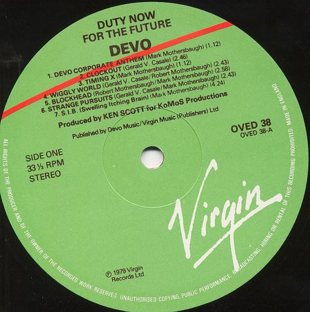 Devo : Duty Now For The Future (LP, Album, RE, Gre)