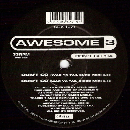 Awesome 3 : Don't Go '94 (12", Single)