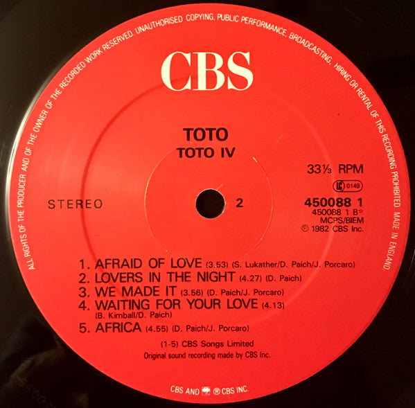 Toto : Toto IV (LP, Album)