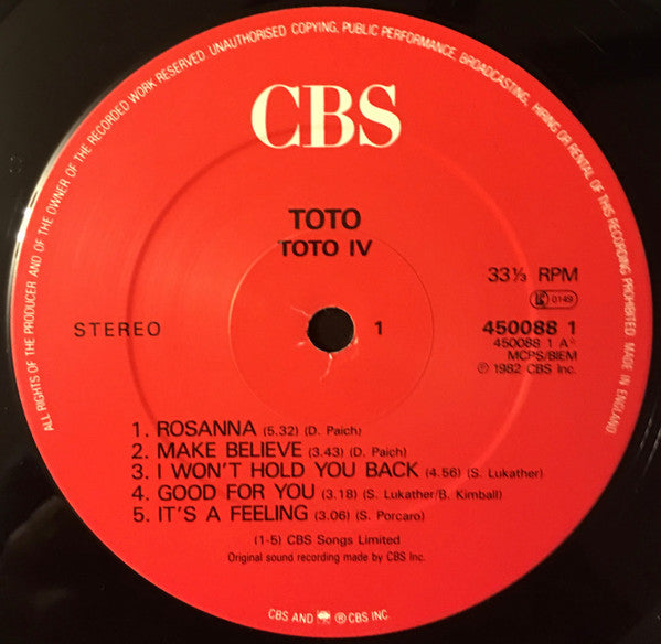 Toto : Toto IV (LP, Album)