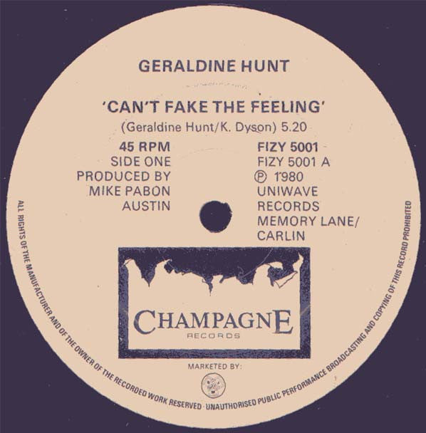 Geraldine Hunt : Can't Fake The Feeling (12", Single)