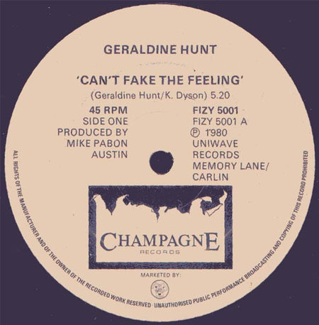 Geraldine Hunt : Can't Fake The Feeling (12", Single)