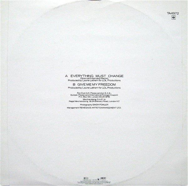 Paul Young : Everything Must Change (Special Extended Mix) (12", Single)