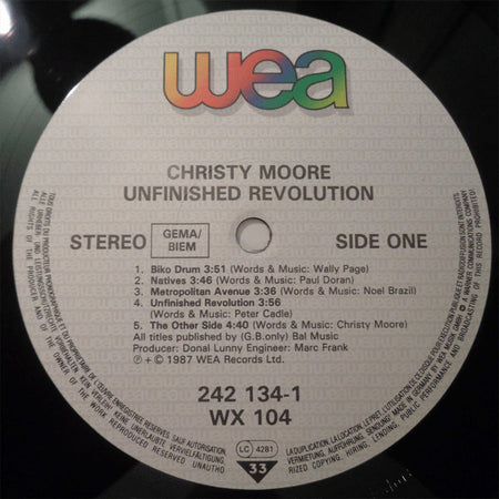 Christy Moore : Unfinished Revolution (LP, Album)