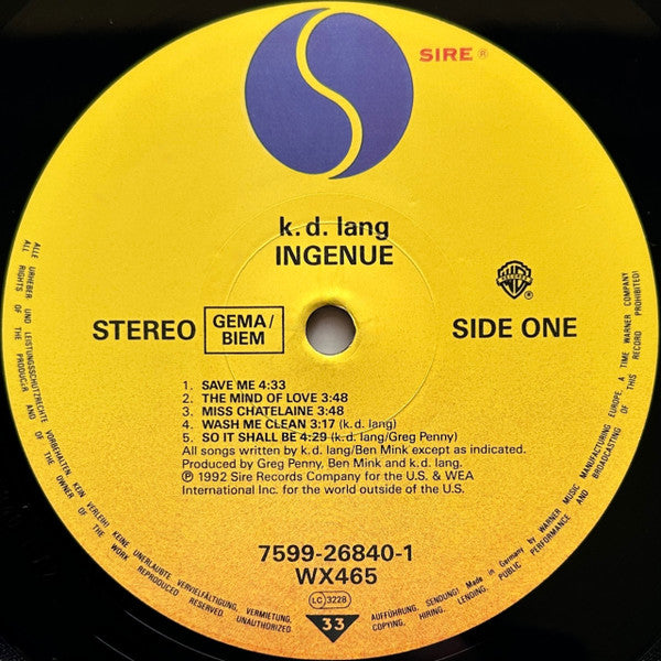 k.d. lang : Ingénue (LP, Album)
