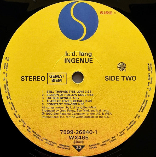 k.d. lang : Ingénue (LP, Album)