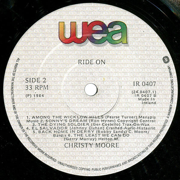 Christy Moore : Ride On (LP, Album + 7", Single)