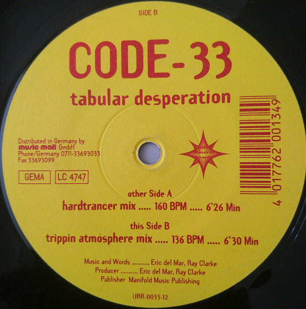 Code-33 : Tabular Desperation (12")