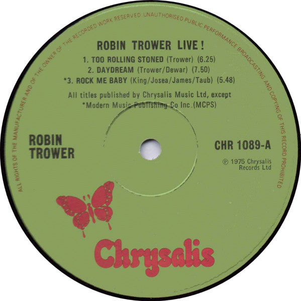 Robin Trower : Robin Trower Live! (LP, Album)