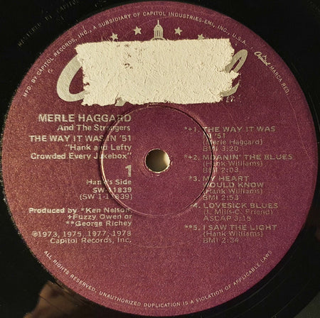 Merle Haggard And The Strangers (5) : The Way It Was In '51 (LP, Comp)
