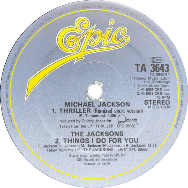 Michael Jackson : Thriller (12", Single)