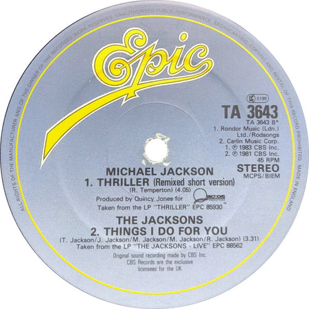 Michael Jackson : Thriller (12", Single)