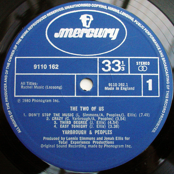 Yarbrough & Peoples : The Two Of Us (LP, Album)