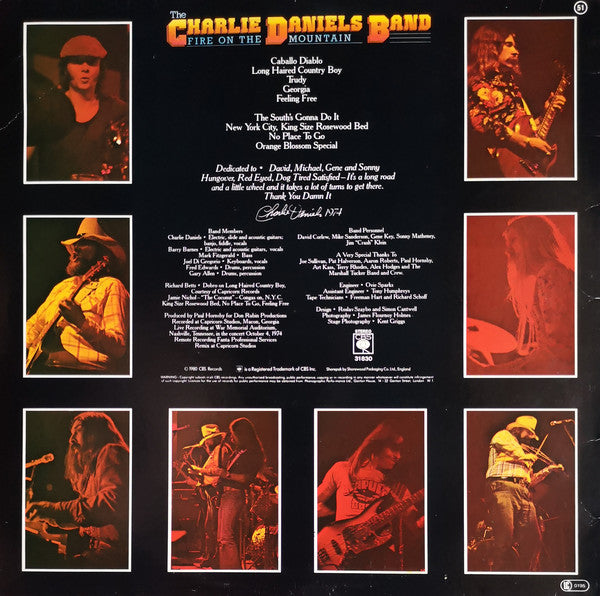 The Charlie Daniels Band : Fire On The Mountain (LP, Album, RE)