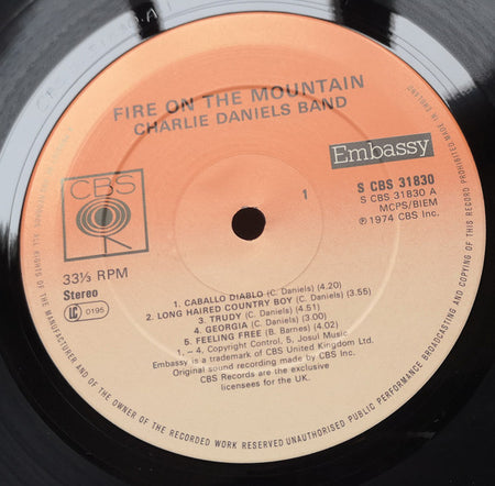 The Charlie Daniels Band : Fire On The Mountain (LP, Album, RE)