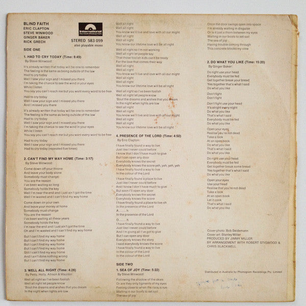 Blind Faith (2) : Blind Faith (LP, Album)
