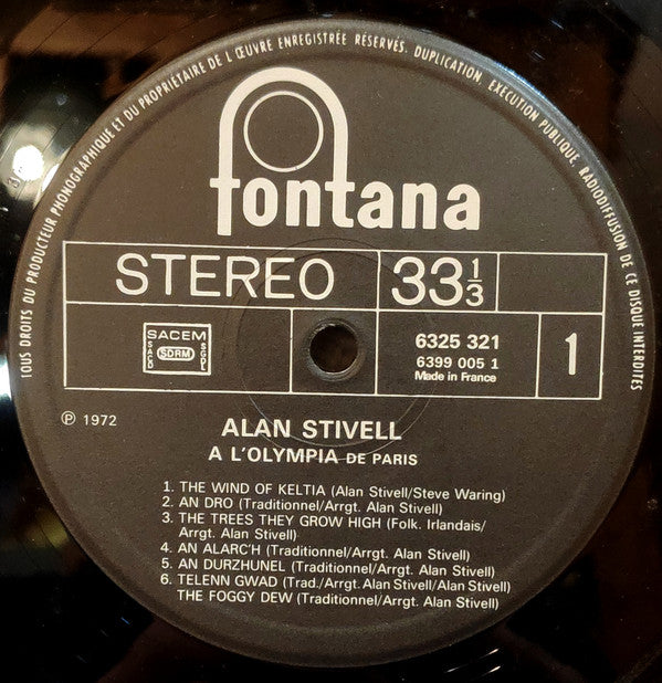 Alan Stivell : À L'Olympia (LP, Album, RP)