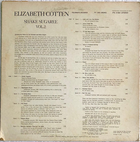 Elizabeth Cotten : Vol. 2: Shake Sugaree (LP, Album)